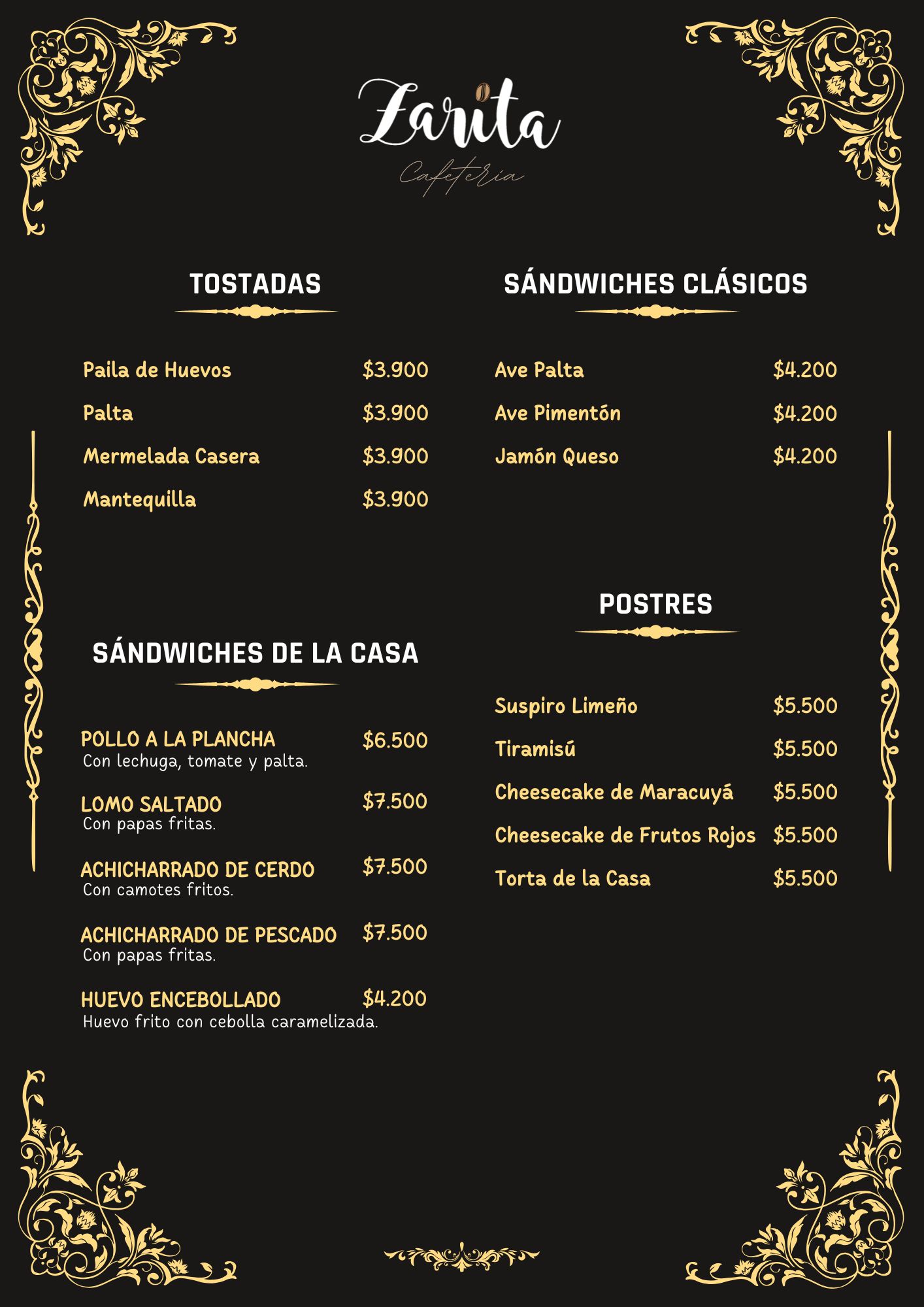 Menú Zarita - Página 2